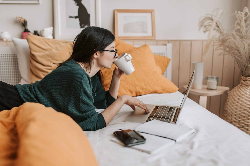 student on the bed